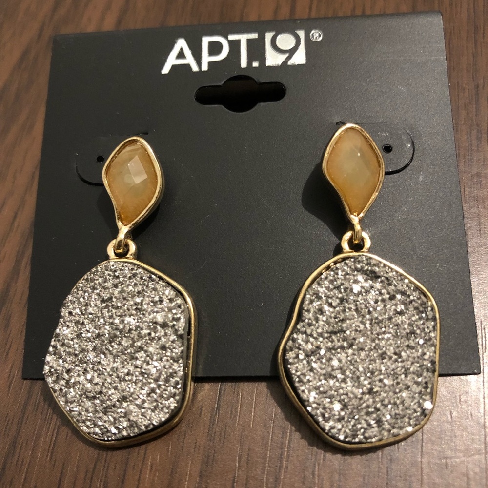 2” Apt 9 Gold tone Glitter Dangle Drop Earrings #B11